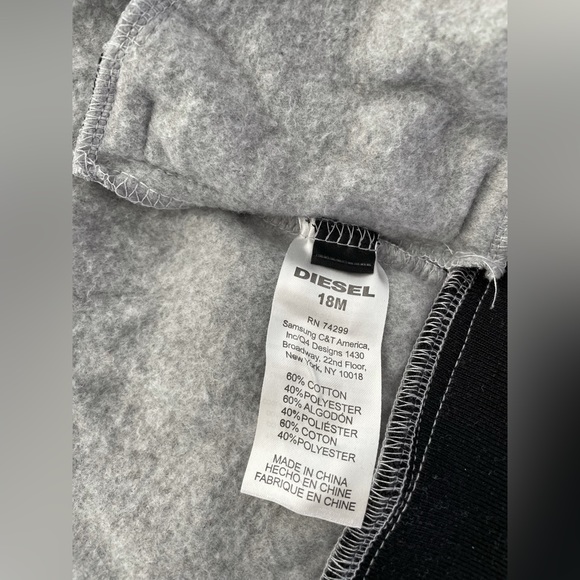 Diesel Boys Warm Sweatsuit zip up hoodie joggers SET size 18 months - Picture 5 of 6